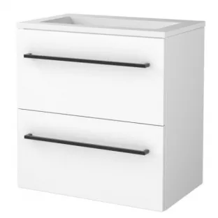 Basic Line shallow bathroom furniture 60 x 39 cm - High-gloss white - without mirror - acrylic washbasin - without tap hole