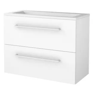 Basic Line shallow bathroom furniture 80 x 39 cm - High-gloss white - without mirror - acrylic washbasin - 1 tap hole