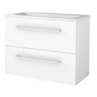 Basic Line shallow bathroom furniture 80 x 39 cm - High-gloss white - without mirror - acrylic washbasin - without tap hole