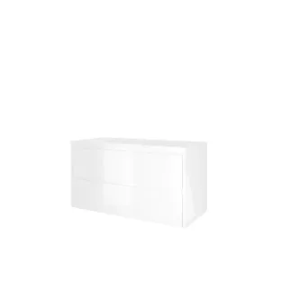 Proline Bathroom furniture - Washbasin elegant polystone - Gloss white/Gloss white - 100x46x54 cm - Single washbasin without tap hole - 2 symmetrical drawers