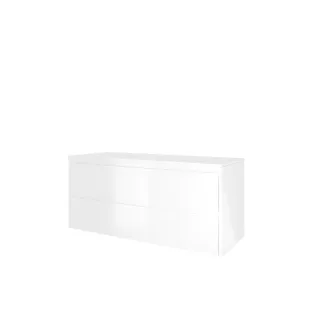 Proline Bathroom furniture - Washbasin elegant polystone - Gloss white/Gloss white - 120x46x54 cm - Double washbasin with 2 tap holes - 2 symmetrical drawers