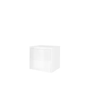 Proline Bathroom furniture - Washbasin elegant polystone - Gloss white/Gloss white - 60x46x54 cm - Single washbasin with 1 tap hole - 2 symmetrical drawers