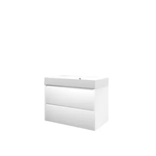 Proline Bathroom furniture - Washbasin loft polystone - Matt white/Gloss white - 80x46x62 cm - Single washbasin with 1 tap hole - 2 symmetrical drawers