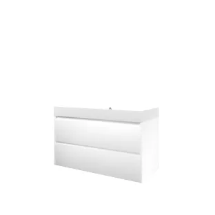 Proline Bathroom furniture - Washbasin loft polystone - Matt white/Matt white - 100x46x62 cm - Single washbasin without tap hole - 2 symmetrical drawers