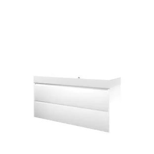 Proline Bathroom furniture - Washbasin loft polystone - Matt white/Matt white - 120x46x62 cm - Double washbasin with 1 tap hole - 2 symmetrical drawers