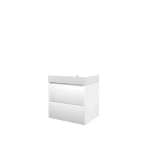 Proline Bathroom furniture - Washbasin loft polystone - Matt white/Matt white - 60x46x62 cm - Single washbasin with 1 tap hole - 2 symmetrical drawers