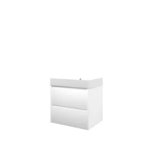 Proline Bathroom furniture - Washbasin loft polystone - Matt white/Matt white - 60x46x62 cm - Single washbasin without tap hole - 2 symmetrical drawers