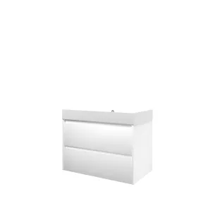 Proline Bathroom furniture - Washbasin loft polystone - Matt white/Matt white - 80x46x62 cm - Single washbasin without tap hole - 2 symmetrical drawers