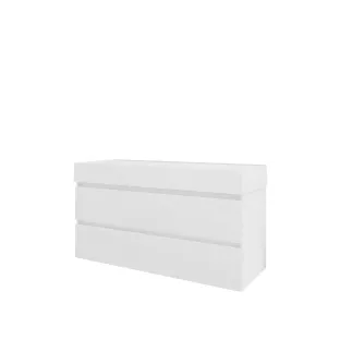 Proline Bathroom furniture - Washbasin loft porcelain - Gloss white/Gloss white - 120x46x65 cm - Single washbasin with 1 tap hole - 2 drawers milled vertically