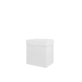 Proline Bathroom furniture - Washbasin loft porcelain - Matt white/Gloss white - 60x46x65 cm - Single washbasin with 1 tap hole - 2 drawers milled vertically