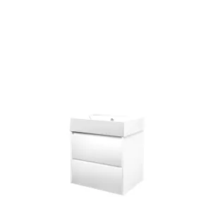 Proline Bathroom furniture - Loft porcelain washbasin - Matt white/Gloss white - 60x46x65 cm - Single washbasin with 1 tap hole - 2 symmetrical drawers