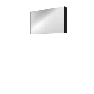 Proline comfort mirror cabinet with 2 wooden doors - 100x60 cm - Matt black