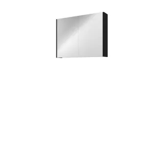 Proline comfort mirror cabinet with 2 wooden doors - 80x60 cm - Matt black