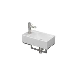 Proline Fountain Pack Porcelain Loft with frame brushed stainless steel - tap hole left - brushed stainless steel