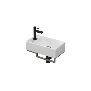 Proline Fountain Pack Porcelain Loft with brushed stainless steel frame - tap hole left - matt black