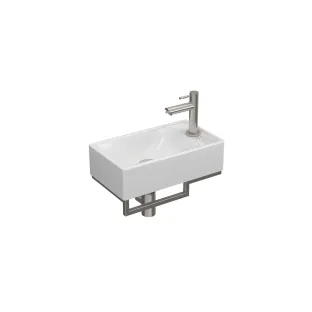 Proline Fountain Pack Porcelain Loft with frame brushed stainless steel - tap hole on the right - brushed stainless steel