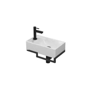 Proline Fountain Pack Porcelain Loft with frame matt black - tap hole left - matt black