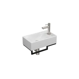 Proline Fountain Pack Porcelain Loft with matt black frame - tap hole on the right - brushed stainless steel