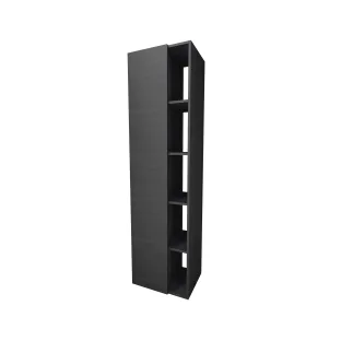 Proline hoge kast 1 deur met 5 open schappen - Black oak - 45.5x35x169 cm - 4 glazen planchettes