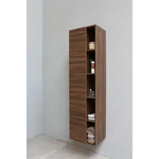 Proline hoge kast 1 deur met 5 open schappen - Cabana oak - 45.5x35x169 cm - 4 glazen planchettes