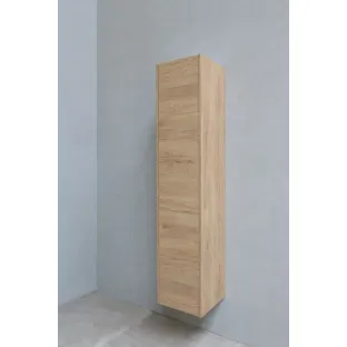 Proline high cabinet 1 door push-to-open - Ideal oak - 35x35x169 cm - 4 glass shelves