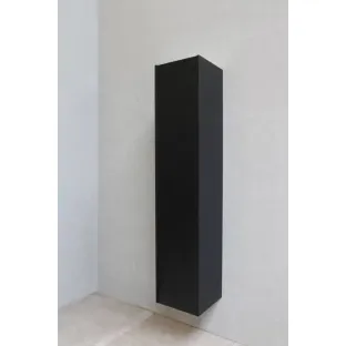 Proline high cabinet 1 door push-to-open - Matt black - 35x35x169 cm - 4 glass shelves