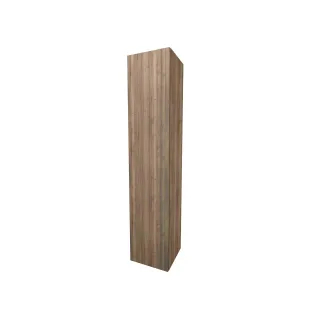 Proline hoge kast 1 deur push-to-open - Terra oak - 35x35x169 cm - 4 glazen planchettes - verticaal gefreesd