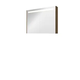 Proline premium mirror cabinet with LED lighting - 2 wooden doors - 100x74 cm - Cabana oak