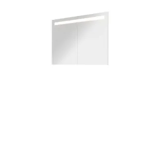 Proline premium mirror cabinet with LED lighting - 2 wooden doors - 100x74 cm - Gloss white