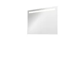 Proline premium mirror cabinet with LED lighting - 2 wooden doors - 100x74 cm - Matt white