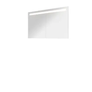 Proline premium mirror cabinet with LED lighting - 2 wooden doors - 120x74 cm - Gloss white