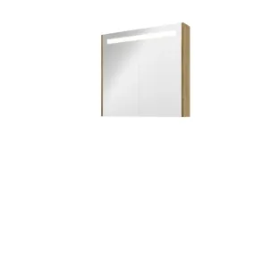 Proline premium mirror cabinet with LED lighting - 2 wooden doors - 80x74 cm - Ideal oak