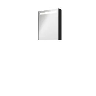 Proline premium mirror cabinet with LED lighting - wooden door - 60x74 cm - Matt black