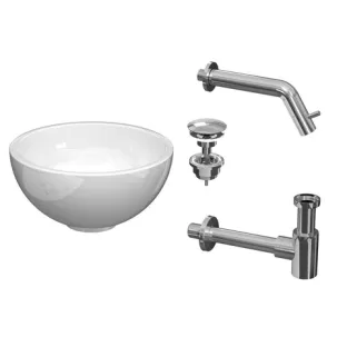 Proline Top Fountain Pack - porcelain bowl gloss white - 24x24x12 cm - Chrome