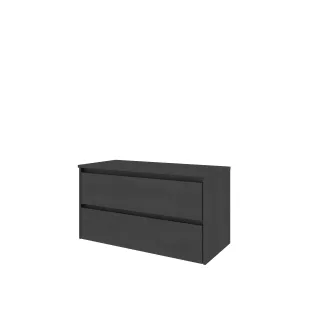 Proline Top base cabinet with cover plate - 100x46x55 cm - Black oak - 2 symmetrical drawers