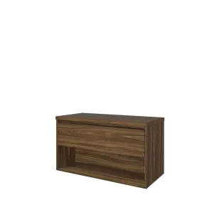 Proline Top base cabinet with cover plate - 100x46x55 cm - Cabana oak - 1 drawer with 1 open shelf