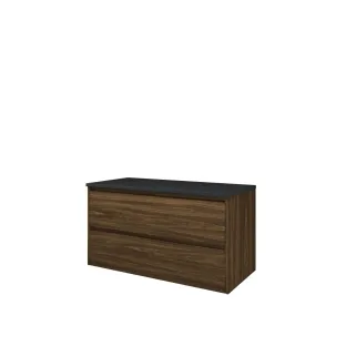 Proline Top base cabinet with cover plate - 100x46x55 cm - Cabana oak/Blue stone - 2 symmetrical drawers