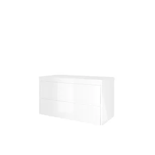 Proline Top base cabinet with cover plate - 100x46x55 cm - Gloss white - 2 symmetrical drawers