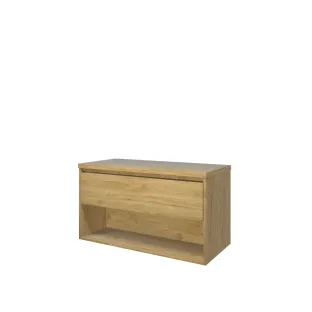 Proline Top base cabinet with cover plate - 100x46x55 cm - Ideal oak - 1 drawer with 1 open shelf