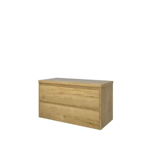 Proline Top base cabinet with cover plate - 100x46x55 cm - Ideal oak - 2 symmetrical drawers