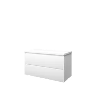 Proline Top base cabinet with cover plate - 100x46x55 cm - Matt white - 2 symmetrical drawers