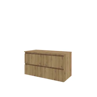 Proline Top base cabinet with cover plate - 100x46x55 cm - Urban oak - 2 drawers vertically milled