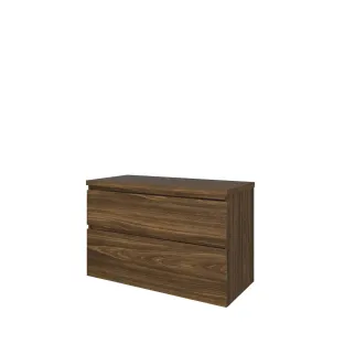 Proline Top base cabinet with cover plate - 100x46x63 cm - Cabana oak - 2 asymmetrical drawers