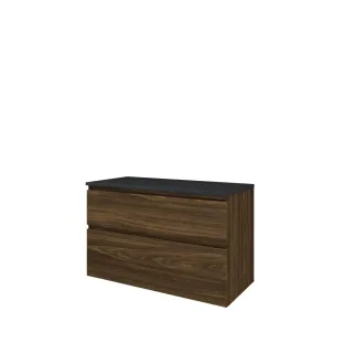 Proline Top base cabinet with cover plate - 100x46x63 cm - Cabana oak/Blue stone - 2 asymmetrical drawers