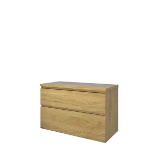 Proline Top base cabinet with cover plate - 100x46x63 cm - Ideal oak - 2 asymmetrical drawers