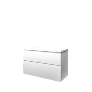 Proline Top base cabinet with cover plate - 100x46x63 cm - Matt white - 2 asymmetrical drawers