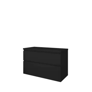 Proline Top base cabinet with cover plate - 100x46x63 cm - Matt black - 2 asymmetrical drawers