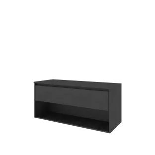 Proline Top base cabinet with cover plate - 120x46x55 cm - Black oak - 1 drawer with 1 open shelf