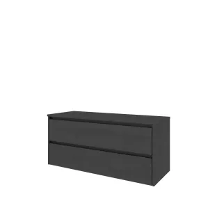 Proline Top base cabinet with cover plate - 120x46x55 cm - Black oak - 2 symmetrical drawers