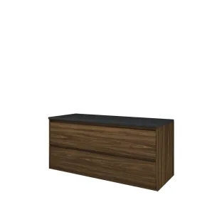 Proline Top base cabinet with cover plate - 120x46x55 cm - Cabana oak/Blue stone - 2 symmetrical drawers